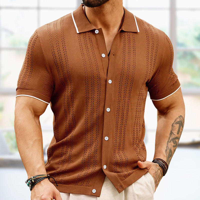 Short-sleeved Polo Shirt Summer Button Lapel Top Fashion Business Men's Clothing